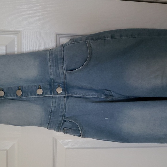 Distressed Jeans Jumpsuit - Picture 3 of 9